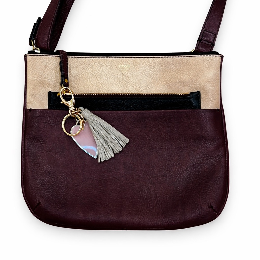Vintage Fossil Leather Crossbody Colorblock Bag